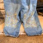 Yesno  Embroidered Denim Capri Length Overalls with Plaid Straps XL Photo 2