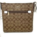 Coach Rowan File Bag Crossbody Purse in Signature Canvas Khaki Chalk White C1554 Photo 0