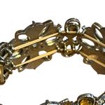 Vintage‎ Floral Yellow White Rhinestone Chunky Statement Stretch Bracelet Gold Photo 5