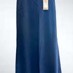 Made in Italy Dixie Denim Collection Extra Wide Leg Cotton Trousers Pants in Nig Blue Photo 0