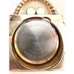 VTG P.O.V. Purse Shaped Quartz Watch White MOP Face Rhinestones Works Gold Photo 3