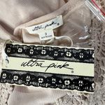 Ultra Pink Small Victorian Top Asymmetrical Crochet Lace Lined Long Bell Sleeves Photo 9