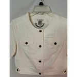 Cache  White Cotton Blend Front Button Short Jacket Top Lined Side Tab NWT $118 Photo 6