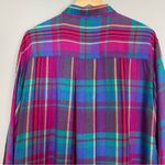 Vintage Plaid Rayon Shirt Women's Button Photo 4