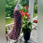 Loft  Maroon Floral Long Sleeve Dress with Deep V Back – Size 4 Photo 3