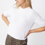 Stateside Cotton Linen Short Sleeve Sweater White Sz Small Coastal Photo 1