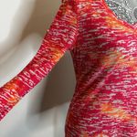 Energie  Orange Pink Waffle Print Longsleeve Top. Yoga. Stretch. Soft. Comfy. XL. Photo 12