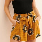 Anthropologie  Kennedy linen blends tie waist boho patterned short. Size Medium Photo 0