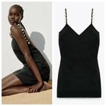 ZARA BLACK CAMISOLE TANK MINI DRESS WITH BEADED SEASHELLS REF.3564/156 Photo 1
