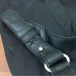 Perlina Vintage  Black Nylon & Leather Buckle Accent Drawstring Backpack Photo 7