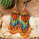 Bohemian‎ Native American Ethnic Style Fashion Glass Beaded Handmade Earrings Photo 4