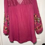 Anthropologie Fig & Flower Woman’s Large Embroidered Purple Floral Blouse Blue Photo 7