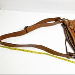 Fossil Brown Leather Stitched Adjustable Strap Paisley Lined Shoulder Bag Photo 8