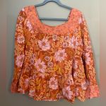 American Eagle New outfitters, orange floral / preppy Blouse size medium Photo 0