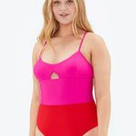 Summersalt [] The Swan Dive Colorblock Hibiscus Lava Pink One Piece Swimsuit Sz 8 Photo 10