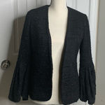 Anthropologie black tweed nubby bell sleeves jacket minimalist XS old money Photo 0