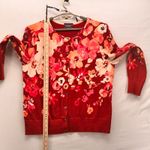 Lands' End  Floral Cardigan Sweater Maroon Pink XL Photo 12