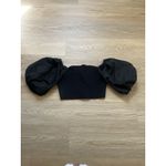 ZARA  Square Neck Puff Short Sleeve Crop Top large Black Photo 2