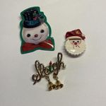 Lot Of 3 Costume Brooch Pins Christmas Holiday 2 Handmade Santa Snowman Etc Photo 0