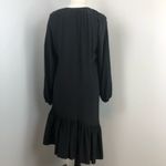 Jill Stuart Black Silk Asymmetrical Drop Waist Long Sleeve Peasant Dress Sz 0 Photo 6