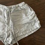 Striped White and Blue Tie Women's Shorts Gray Photo 2
