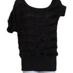 Arden B Arden‎ B over shoulder asymmetric fluffy black sweater top women's size S Photo 0