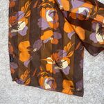 Retro Cejon Brown & Orange Floral Rectangle Neck Scarf Photo 5
