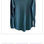 Chaser  Teal Waffle Knit Thermal Button Cuff 
Pullover Top NWOT Photo 1