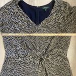 Lauren Ralph Lauren Blue & Brown Leaves Tie Front Back Zip Midi Dress 14 Photo 4