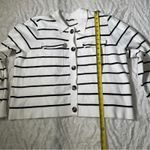 Tahari Size XL White Black Stripe Cropped Boxy Thin Sweater Business Chic Classy Photo 8
