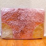 Pink and Gold Floral Print Clutch Bag Photo 0