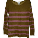 Loft Ann Taylor Women Medium Mohair Striped Pullover Sweater Long Sleeve Button Green Photo 0