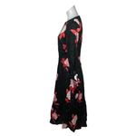 Who What Wear Black Rose Floral Print Long Sleeve A Line Formal Midi Dress Sz S Photo 3