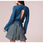 Band Of The Free Avril Teal Mock Neck Crop Top Women's Large Boho Open Back New Blue Photo 2