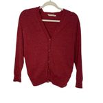 Tory Burch Women's Red Madeline V-Neck Merino Wool Cardigan Sweater Size XS Photo 1