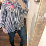 Como vintage  large gingham floral flannel top Photo 3