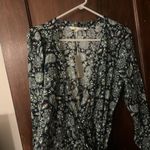 Boden Long Sleeve ruched sleeve mini wrap dress Paisley Blue Green medium nwt Photo 2