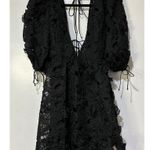 For Love & Lemons Serena Lace Mini Dress Black Size Medium NWT Floral Embroidery Photo 1