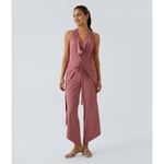 Halara High Waisted Tie Front PANTS OR JUMPSUIT Size XL Light Rose Red Photo 2