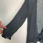 Women's Lettuce Trim Long Sleeve Tie Front Sheer Swimsuit Cover Up Gray OSFM Size undefined Photo 2