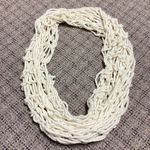 Handmade Infinity Knit Scarf Creamy White with Gold NEW Photo 0