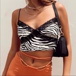 Princess Polly  White and Black Zebra Lace Cropped Cami Y2K 2 Photo 0