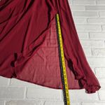 ANRABESS Maxi Dress XL Maroon Sheer Lined Slit‎ Dolman 3/4 Sleeve Elastic Waist Red Photo 3