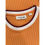 Lacoste Womens Shirt Orange Crew Neck Fantasy Knit Ribbed Slim Fit 34 US Small Photo 3