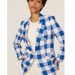 Veronica Beard Blue White Gingham Cotton Blend Oversized Bexley Jacket Blazer 10 Photo 1