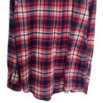 EXPRESS  Boyfriend Red and Blue Sparkle Panel Plaid Long Sleeve Button Up Size M Photo 6