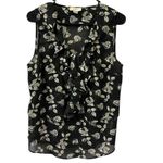 Loft Black White Floral Ruffle V Neck Lightweight Sleeveless Blouse Top Medium Photo 9