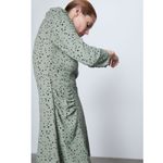 ZARA NWT  POLKA DOT RUCHED DETAIL BLOGGERS FAV DRESS GREEN BLACK XS Photo 3