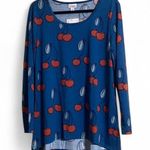 LuLaRoe /Top Sz XL Lynnai Cherry Print High Low Hem Scoop Neck Long Sleeves Photo 0