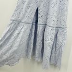 Simplee blue eyelet lace dress cami button front tiered ruffle scalloped hem S Photo 2